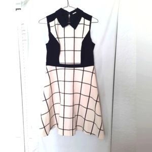 Loft Black and White Sleeveless Sailor Collar Cocktail Dress Stretch Zip Size 2P